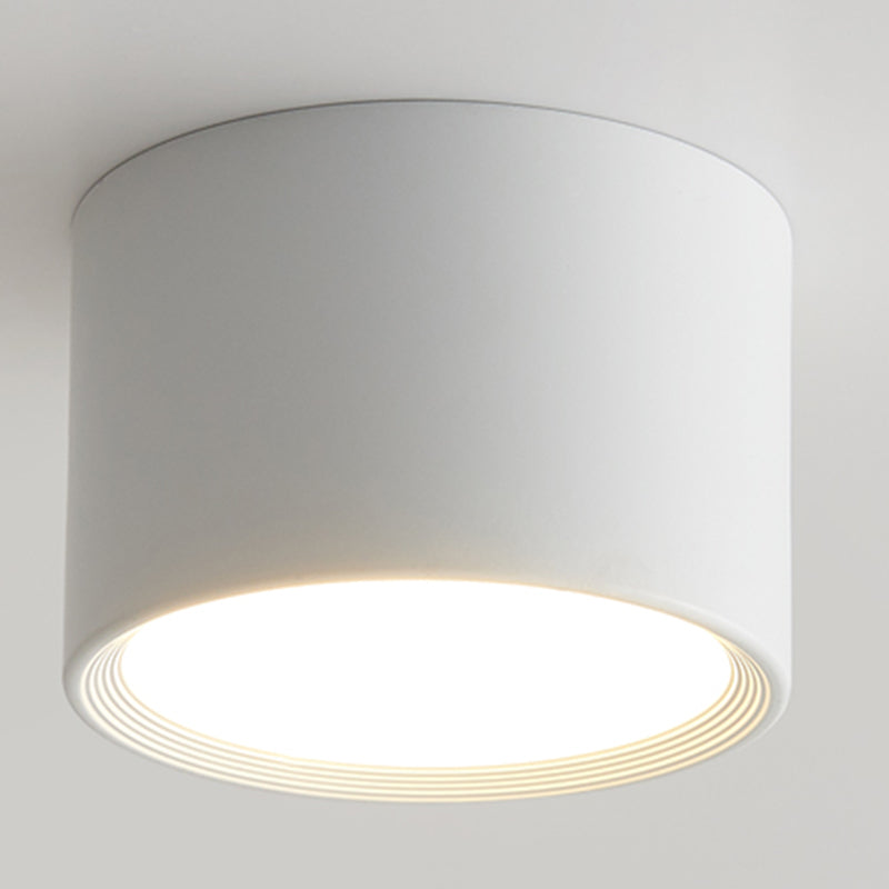 Modern Concise Corridor Flush Mount Iron Cylindrical LED Ceiling Light with Acrylic Shade