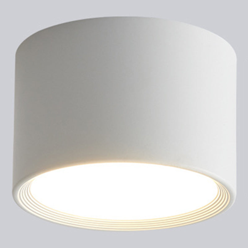 Modern Concise Corridor Flush Mount Iron Cylindrical LED Ceiling Light with Acrylic Shade