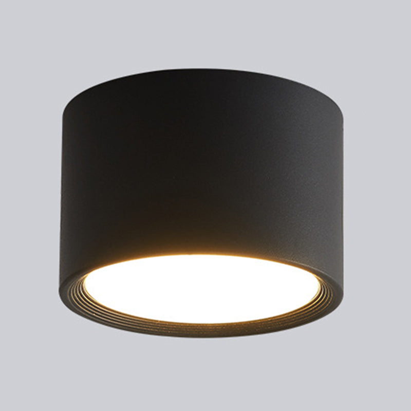 Modern Concise Corridor Flush Mount Iron Cylindrical LED Ceiling Light with Acrylic Shade