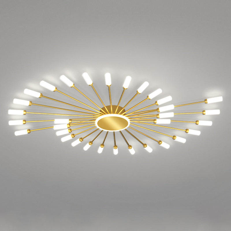 Modern Artistic LED Ceiling Fixture Iron Linear Flush Mount with Acrylic Shade