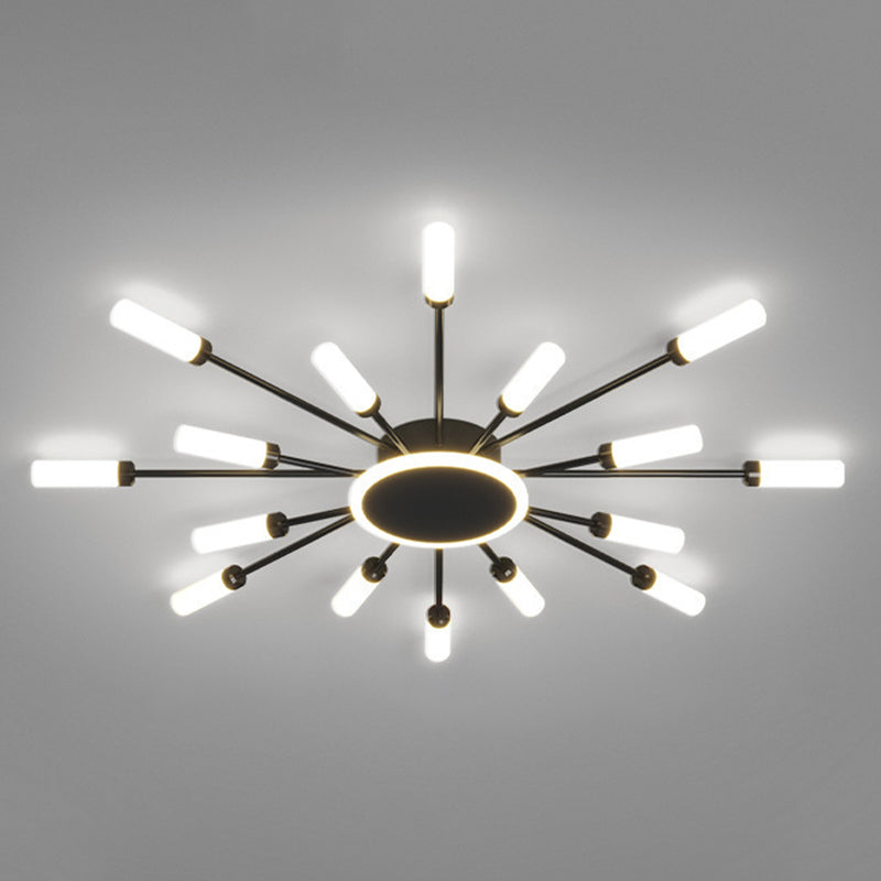 Modern Artistic LED Ceiling Fixture Iron Linear Flush Mount with Acrylic Shade