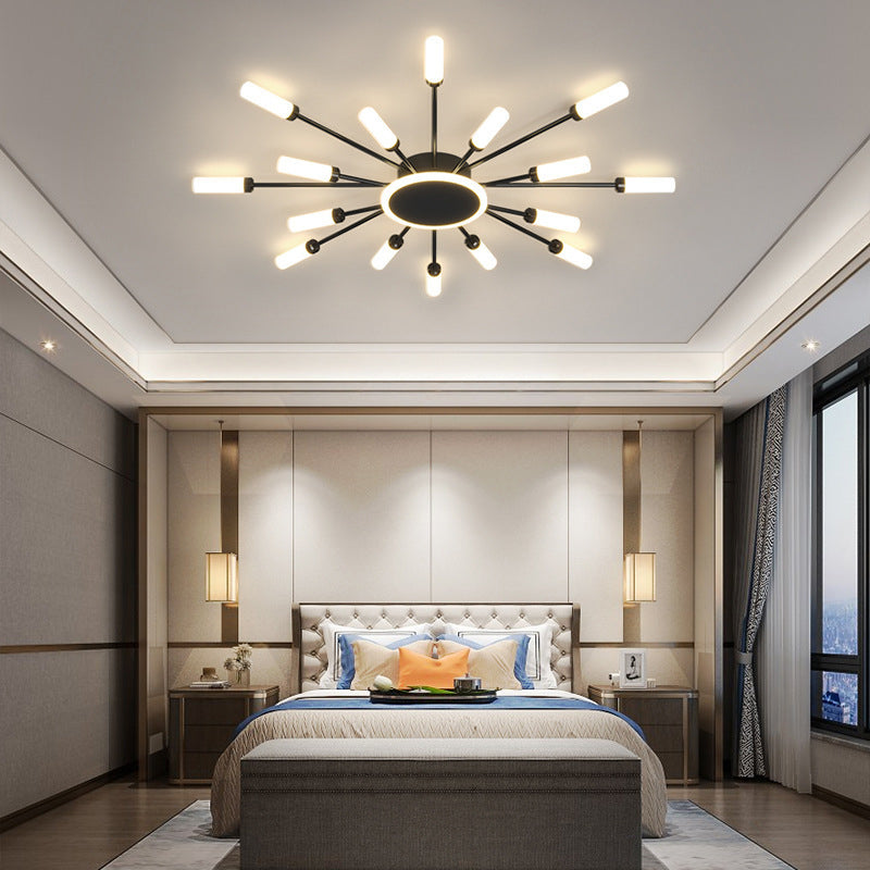 Modern Artistic LED Ceiling Fixture Iron Linear Flush Mount with Acrylic Shade