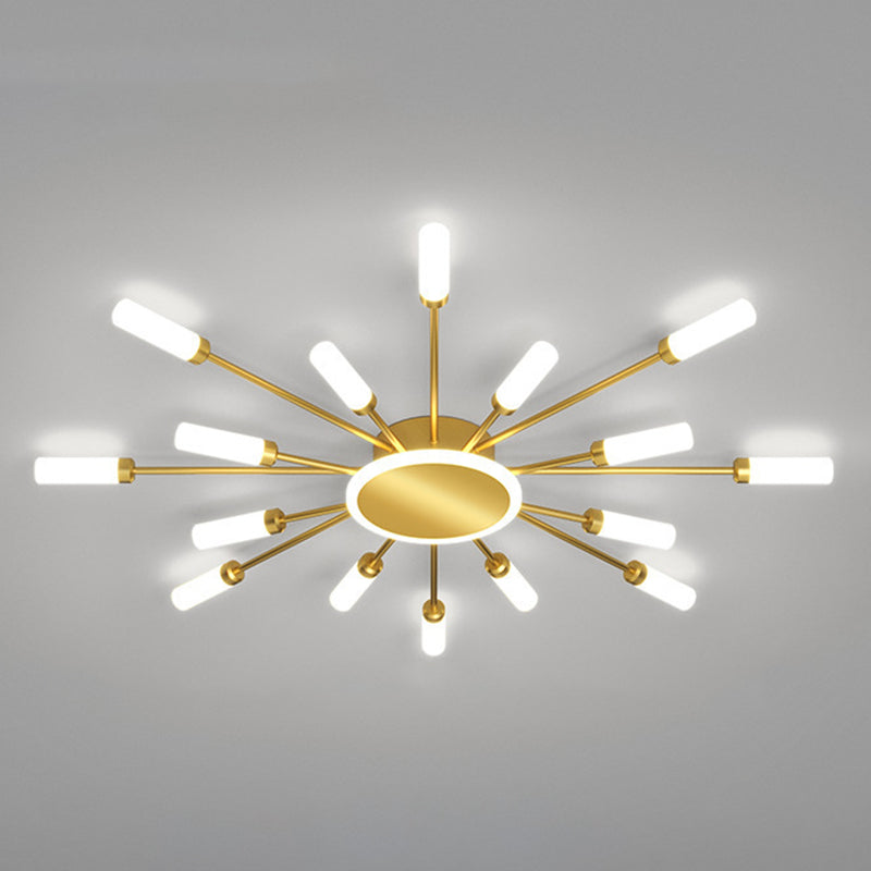 Modern Artistic LED Ceiling Fixture Iron Linear Flush Mount with Acrylic Shade