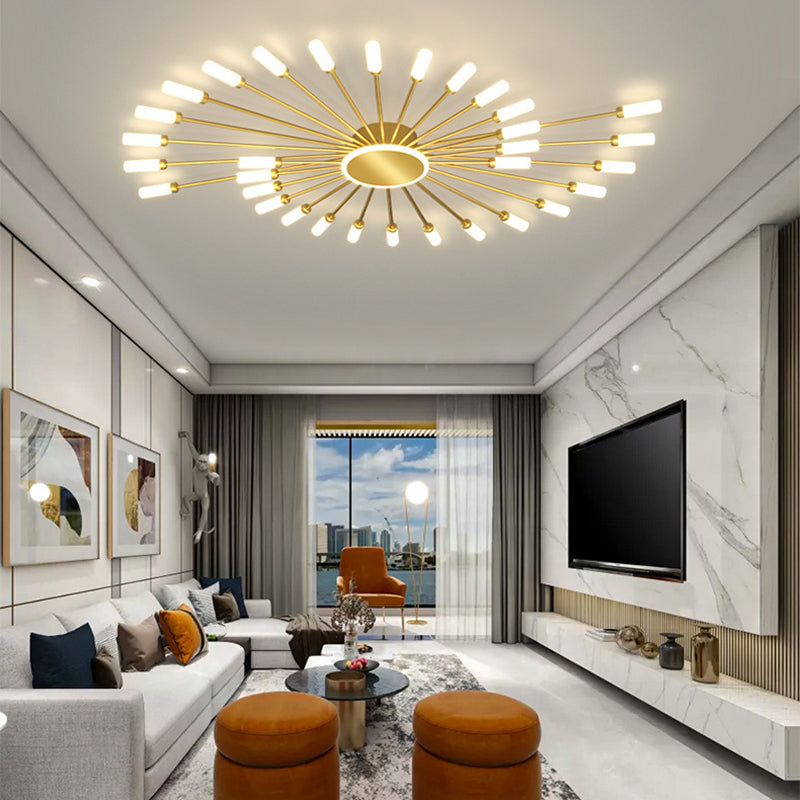 Modern Artistic LED Ceiling Fixture Iron Linear Flush Mount with Acrylic Shade