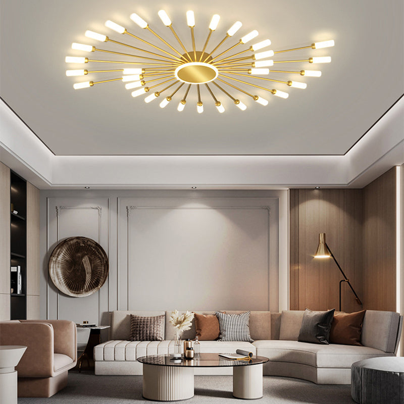 Modern Artistic LED Ceiling Fixture Iron Linear Flush Mount with Acrylic Shade