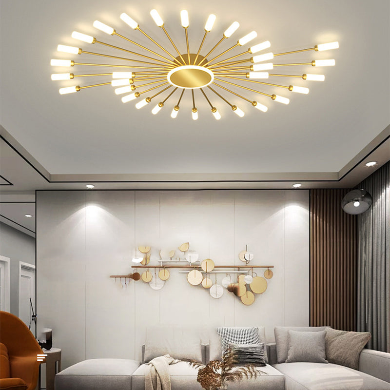 Modern Artistic LED Ceiling Fixture Iron Linear Flush Mount with Acrylic Shade