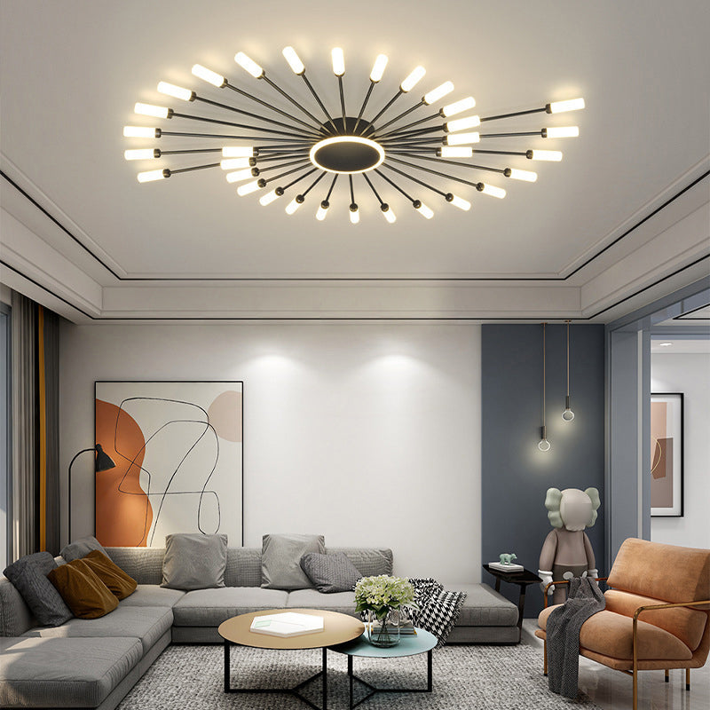 Modern Artistic LED Ceiling Fixture Iron Linear Flush Mount with Acrylic Shade