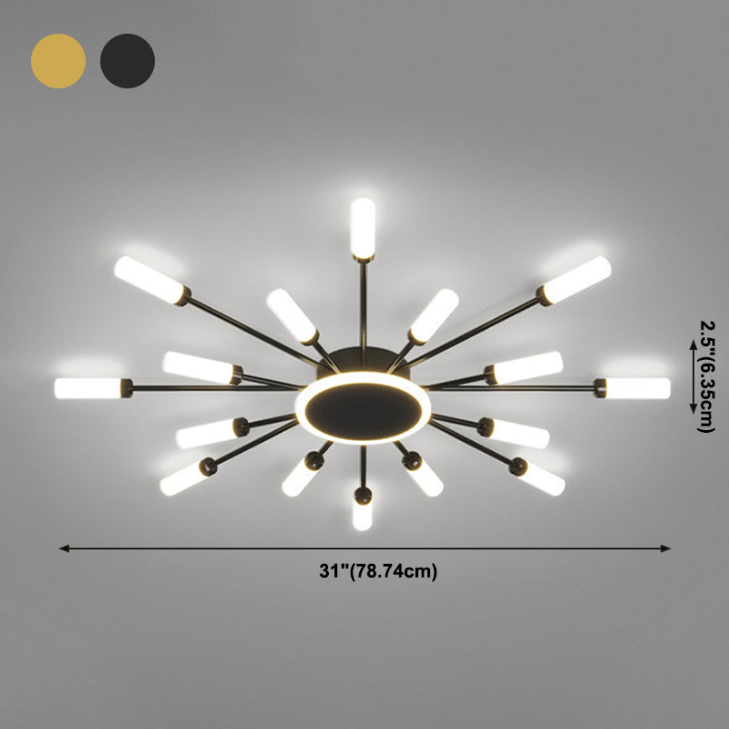 Modern Artistic LED Ceiling Fixture Iron Linear Flush Mount with Acrylic Shade
