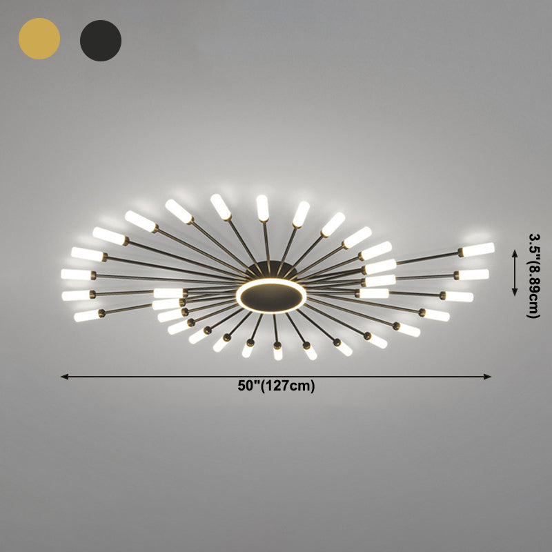 Modern Artistic LED Ceiling Fixture Iron Linear Flush Mount with Acrylic Shade