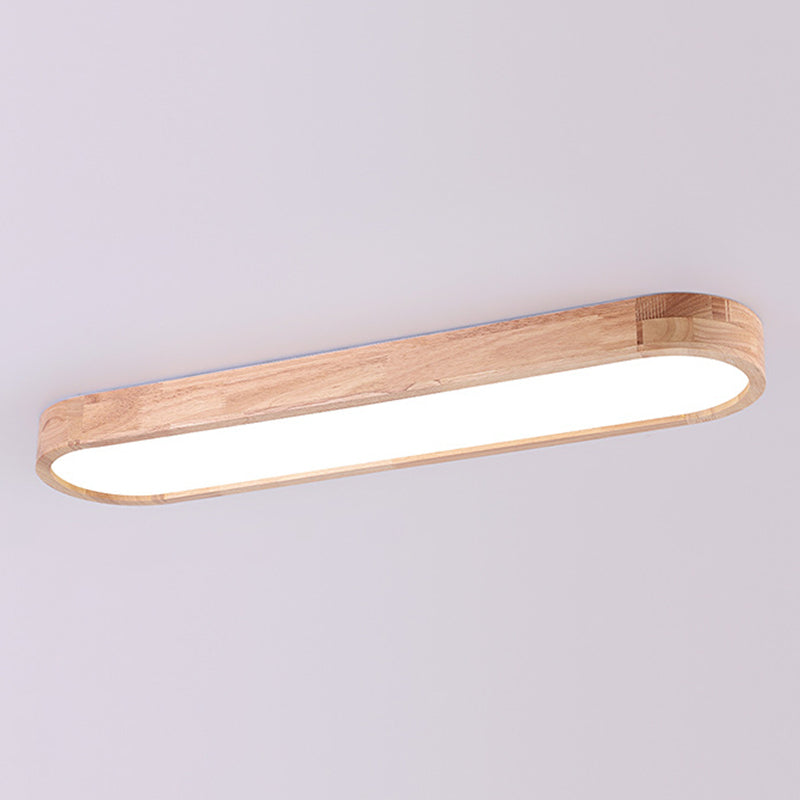 Modern Simple Style Oval Ceiling Lamp Wood LED Flush Mount Light for Living Room