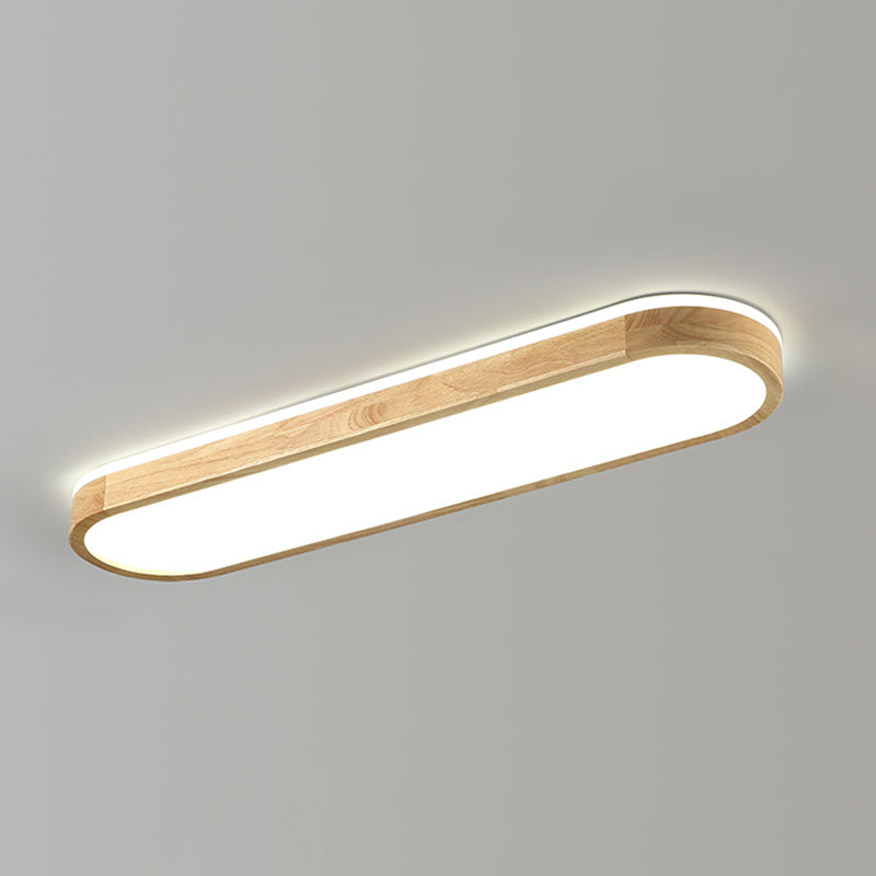 Modern Simple Style Oval Ceiling Lamp Wood LED Flush Mount Light for Living Room