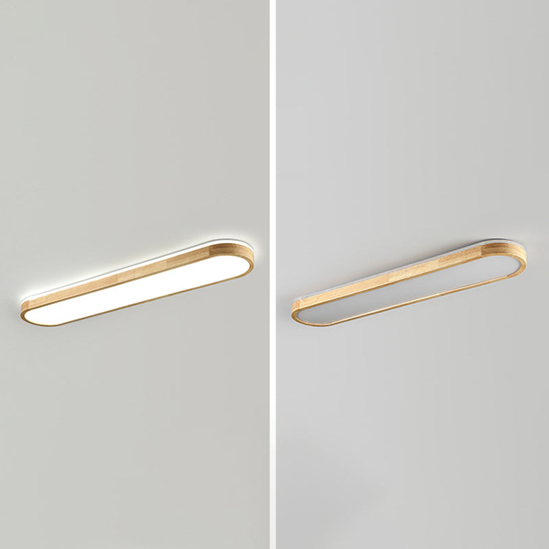 Lámpara de techo ovalada de estilo Simple y moderno, luz LED de madera empotrada para sala de estar