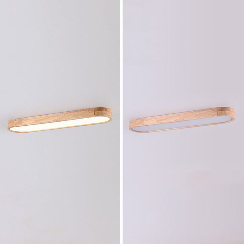 Lámpara de techo ovalada de estilo Simple y moderno, luz LED de madera empotrada para sala de estar