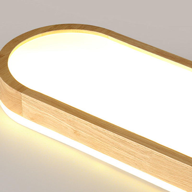 Modern Simple Style Oval Ceiling Lamp Wood LED Flush Mount Light for Living Room
