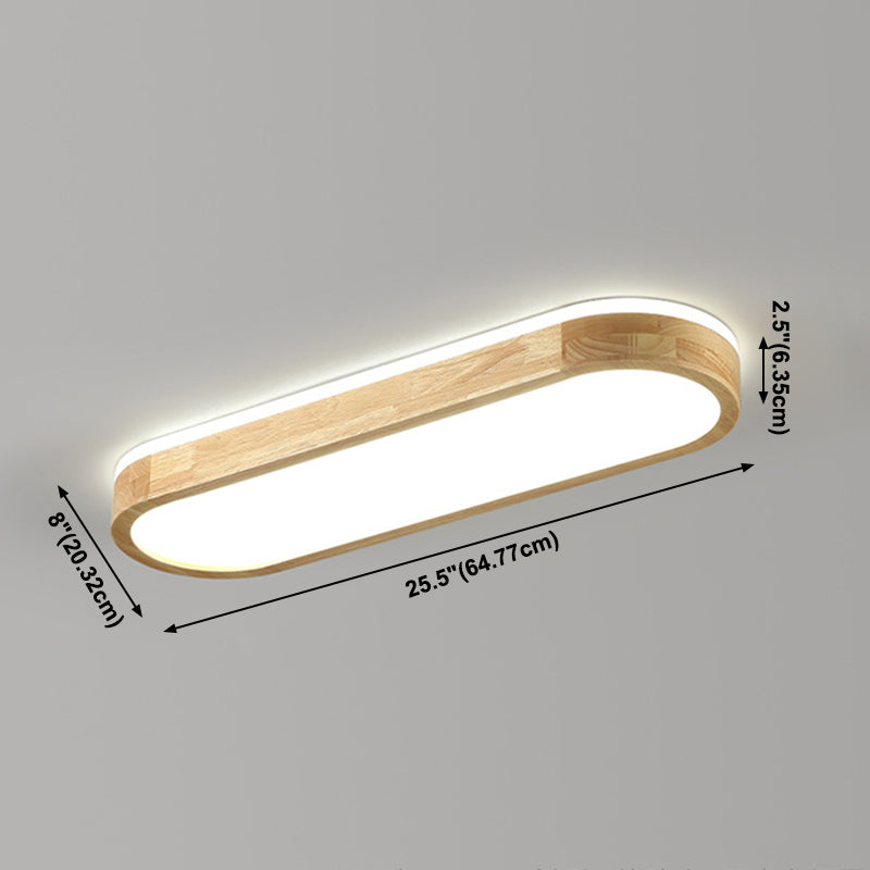 Modern Simple Style Oval Ceiling Lamp Wood LED Flush Mount Light for Living Room