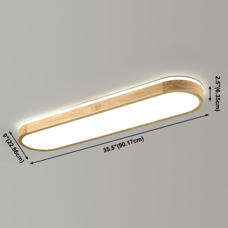 Modern Simple Style Oval Ceiling Lamp Wood LED Flush Mount Light for Living Room