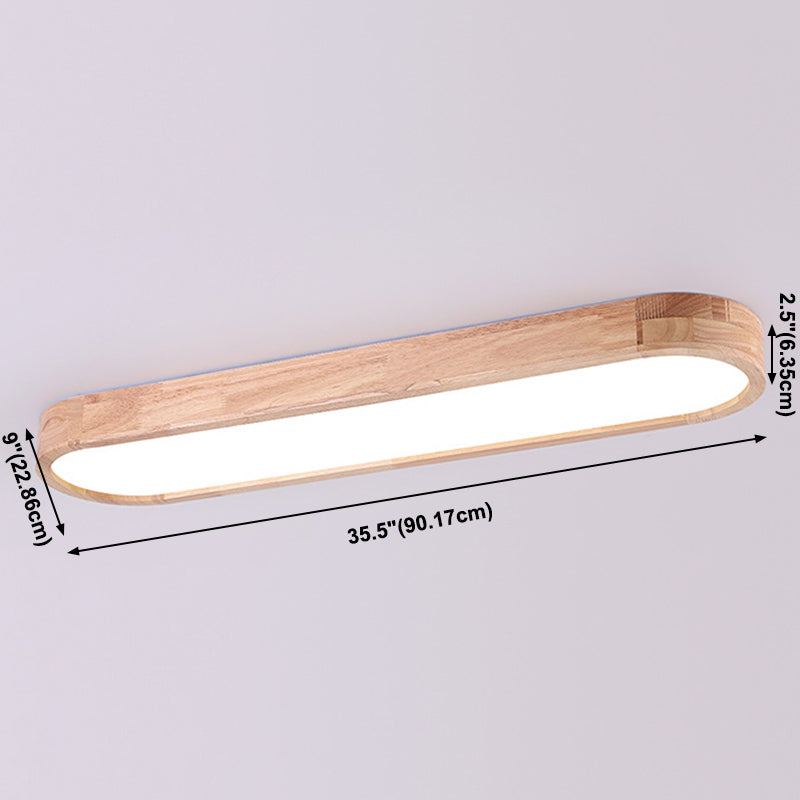 Modern Simple Style Oval Ceiling Lamp Wood LED Flush Mount Light for Living Room