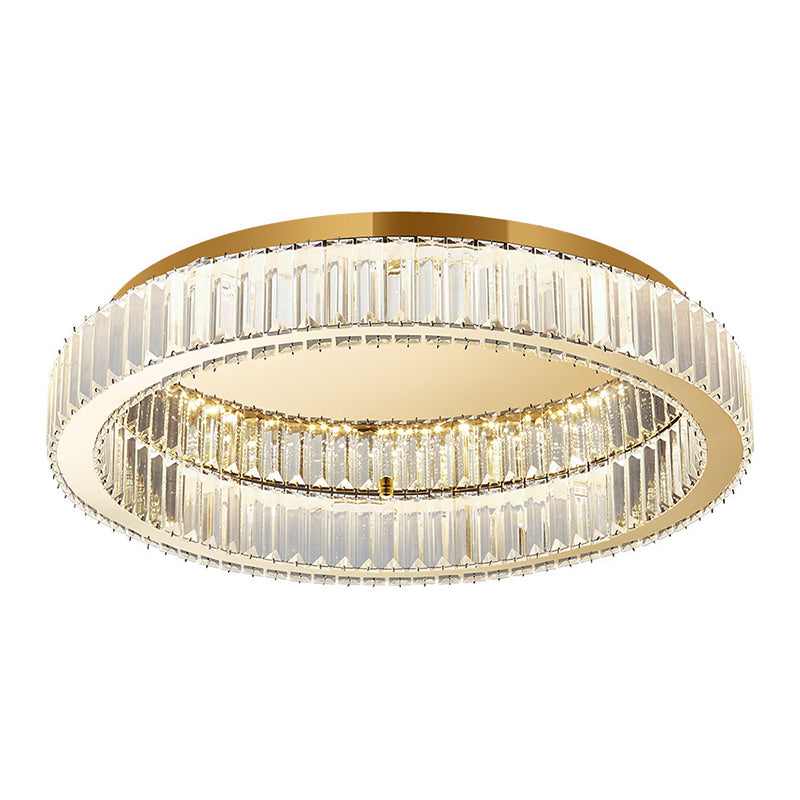 Modern Fashionable LED Ceiling Fixture Stainless-Steel Flush Mount with Crystal Shade