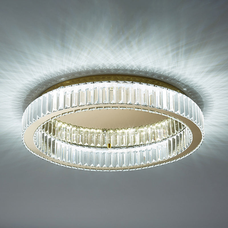 Modern Fashionable LED Ceiling Fixture Stainless-Steel Flush Mount with Crystal Shade