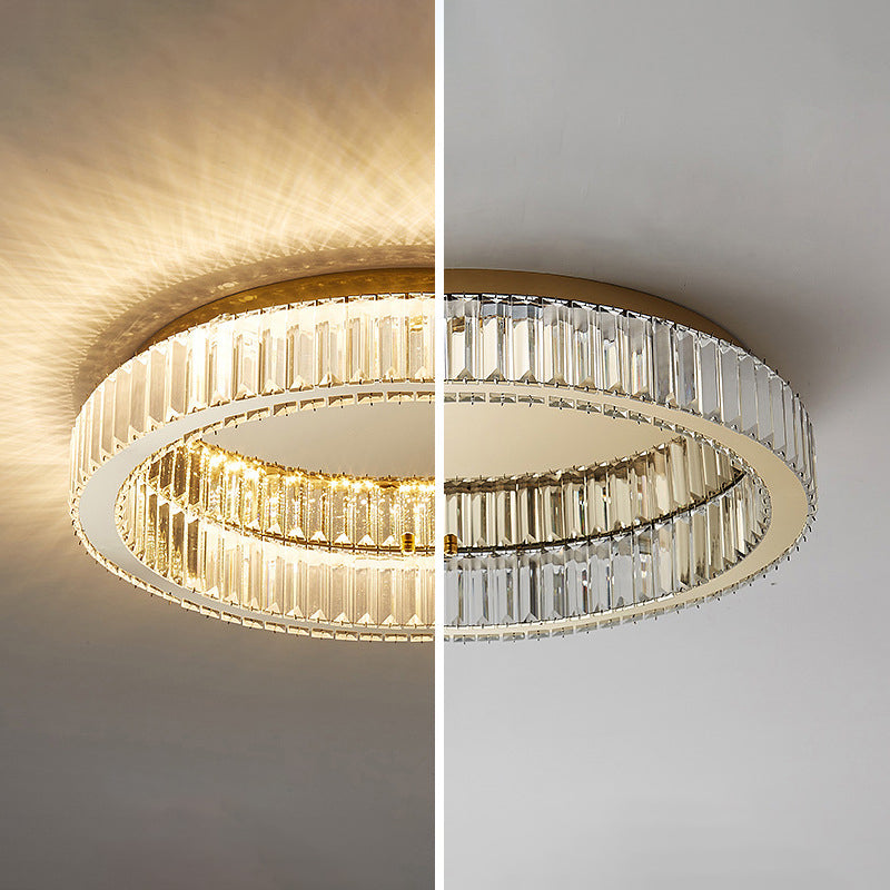 Modern Fashionable LED Ceiling Fixture Stainless-Steel Flush Mount with Crystal Shade