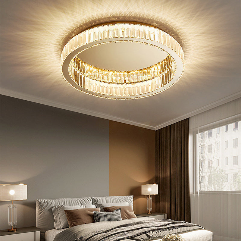 Modern Fashionable LED Ceiling Fixture Stainless-Steel Flush Mount with Crystal Shade