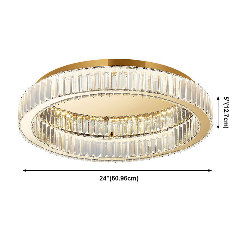 Modern Fashionable LED Ceiling Fixture Stainless-Steel Flush Mount with Crystal Shade