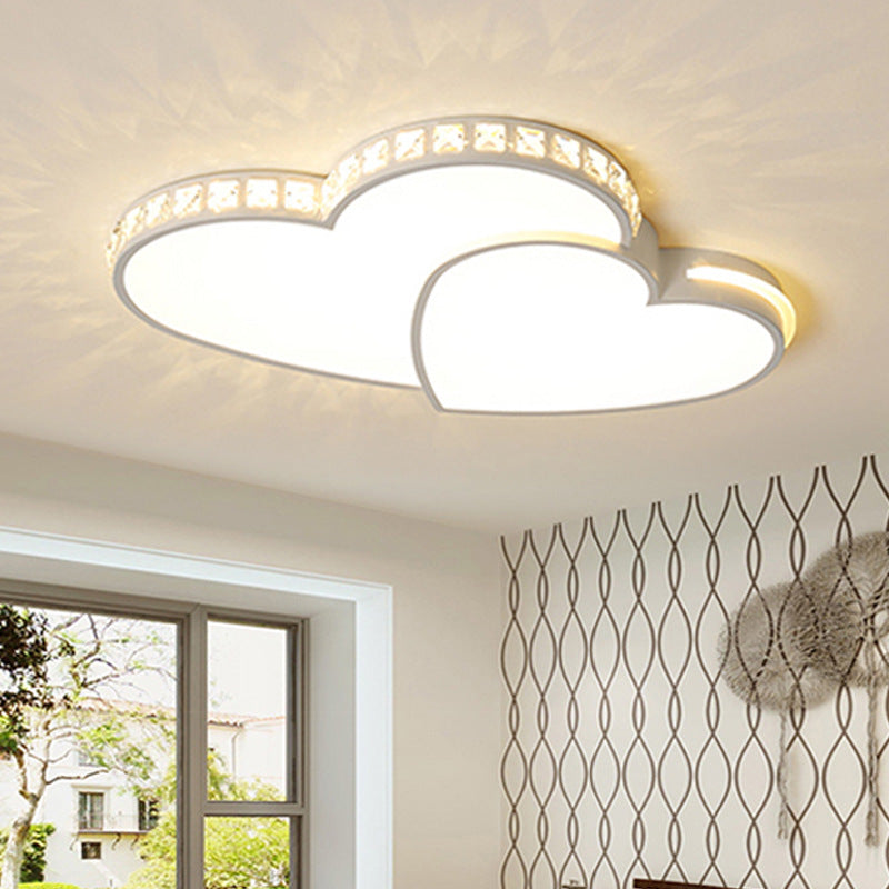 White LED Ceiling Light in Modern Luxury Style Heart-Shaped Flush Mount with Acrylic Shade