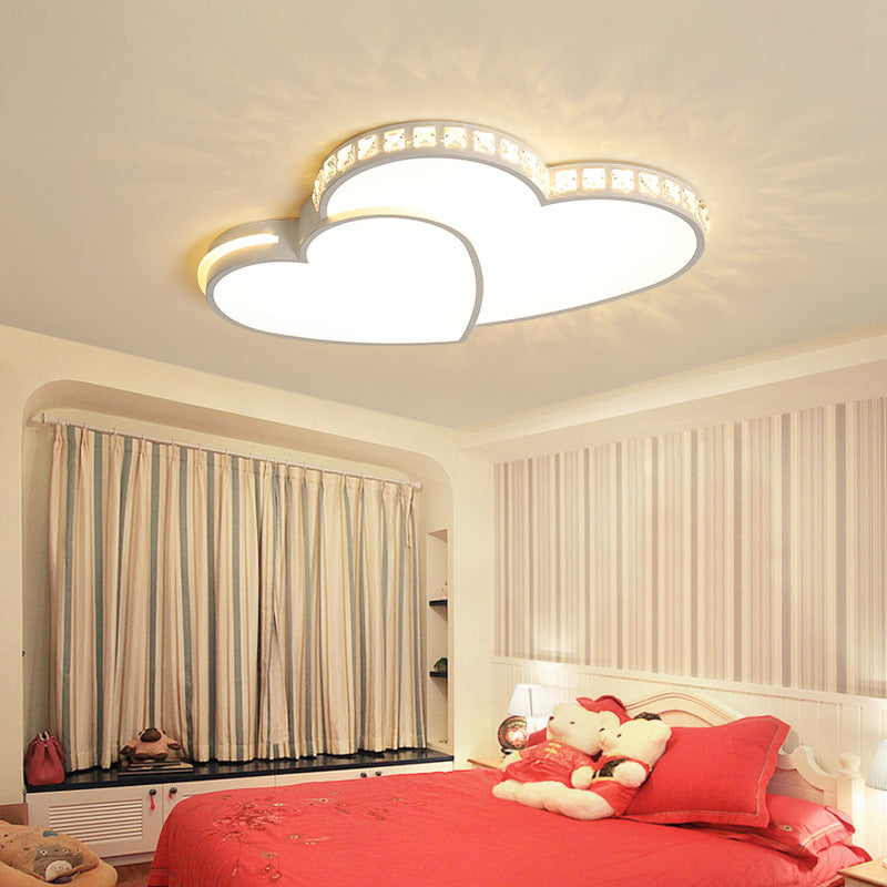 White LED Ceiling Light in Modern Luxury Style Heart-Shaped Flush Mount with Acrylic Shade