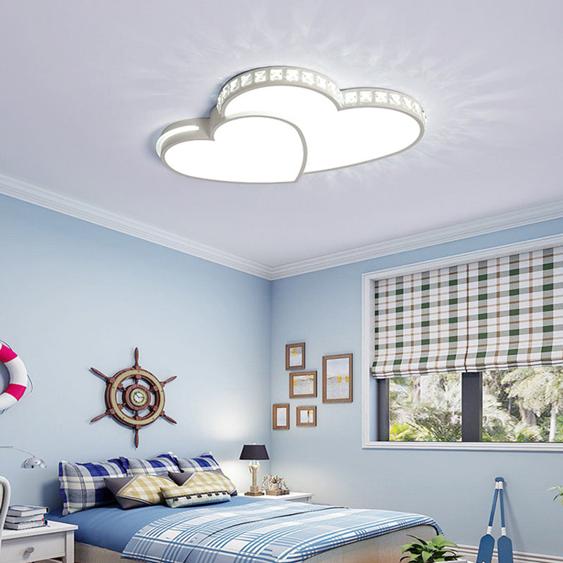 White LED Ceiling Light in Modern Luxury Style Heart-Shaped Flush Mount with Acrylic Shade