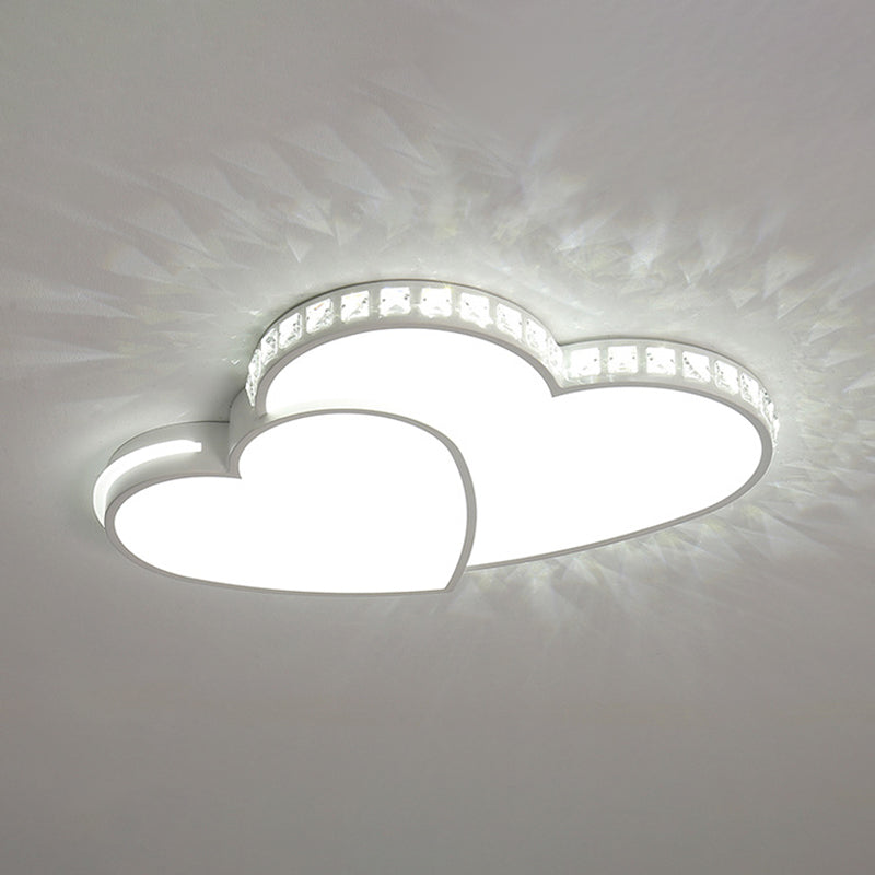 White LED Ceiling Light in Modern Luxury Style Heart-Shaped Flush Mount with Acrylic Shade