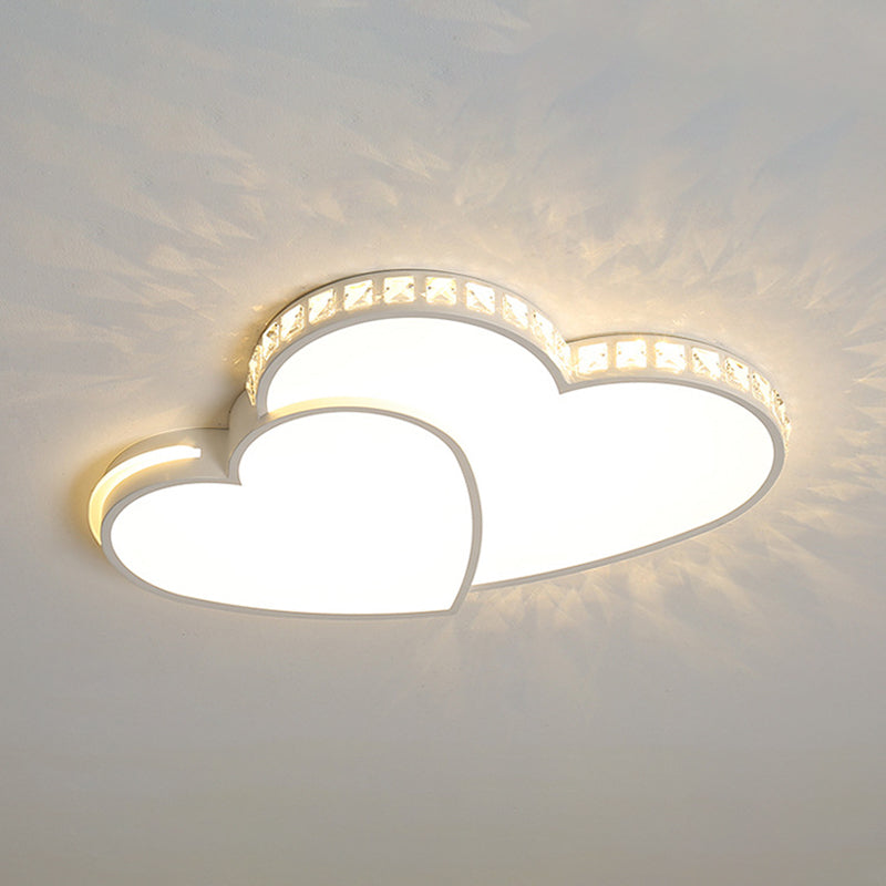 White LED Ceiling Light in Modern Luxury Style Heart-Shaped Flush Mount with Acrylic Shade