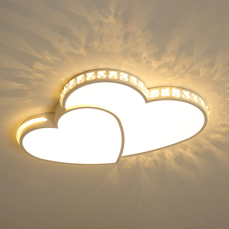 White LED Ceiling Light in Modern Luxury Style Heart-Shaped Flush Mount with Acrylic Shade