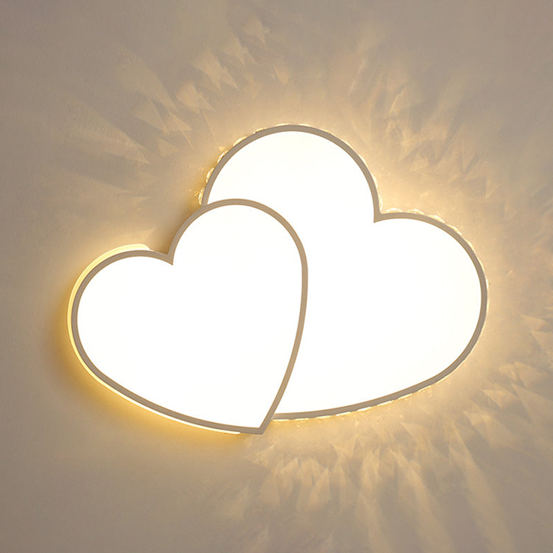 White LED Ceiling Light in Modern Luxury Style Heart-Shaped Flush Mount with Acrylic Shade