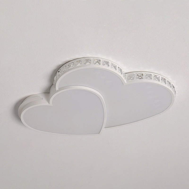 White LED Ceiling Light in Modern Luxury Style Heart-Shaped Flush Mount with Acrylic Shade