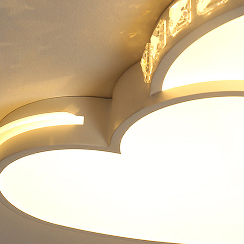 White LED Ceiling Light in Modern Luxury Style Heart-Shaped Flush Mount with Acrylic Shade