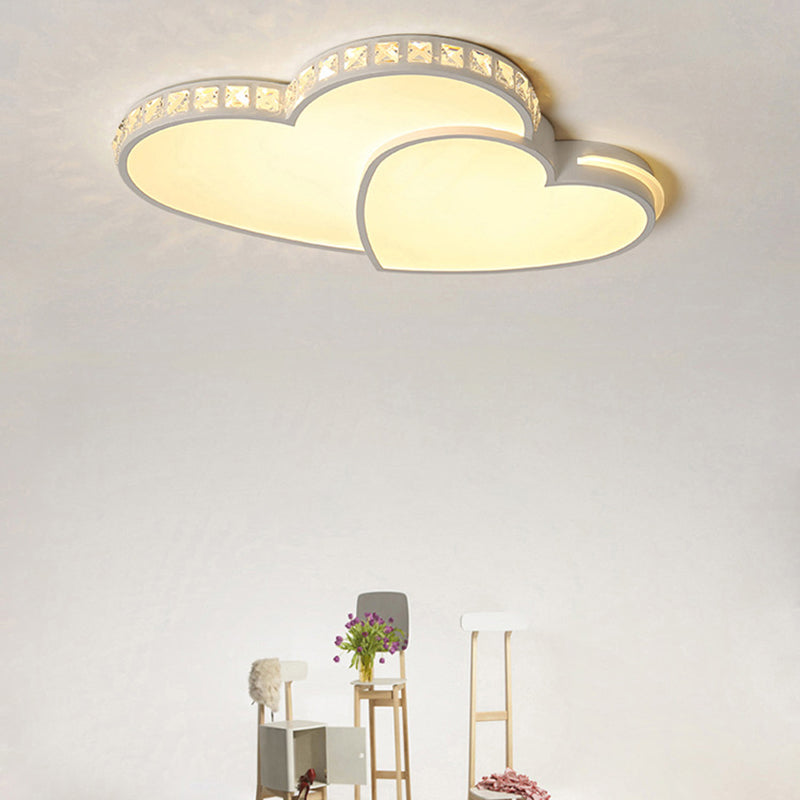 White LED Ceiling Light in Modern Luxury Style Heart-Shaped Flush Mount with Acrylic Shade