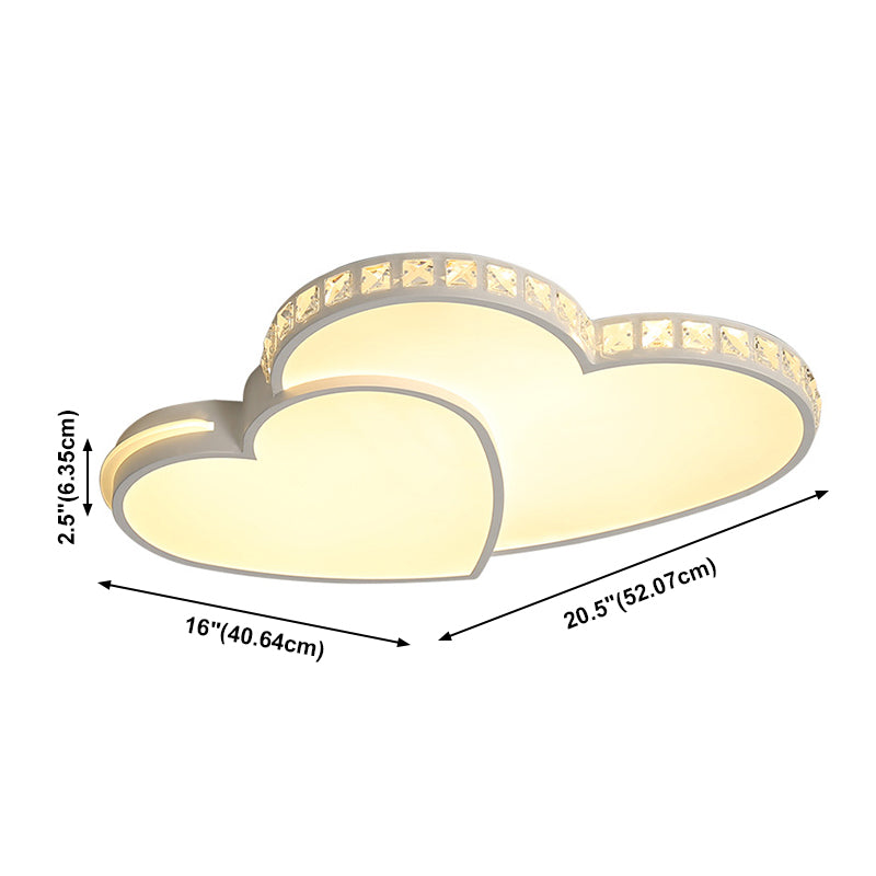 White LED Ceiling Light in Modern Luxury Style Heart-Shaped Flush Mount with Acrylic Shade