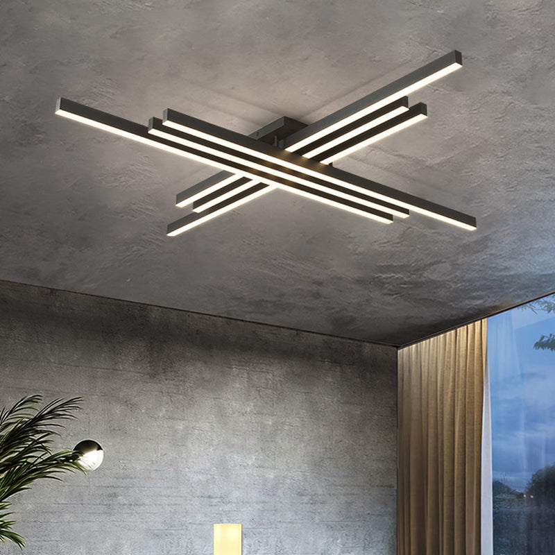 Plafonnier LED noir en acrylique, plafonnier linéaire en aluminium de Style moderne pour espaces intérieurs