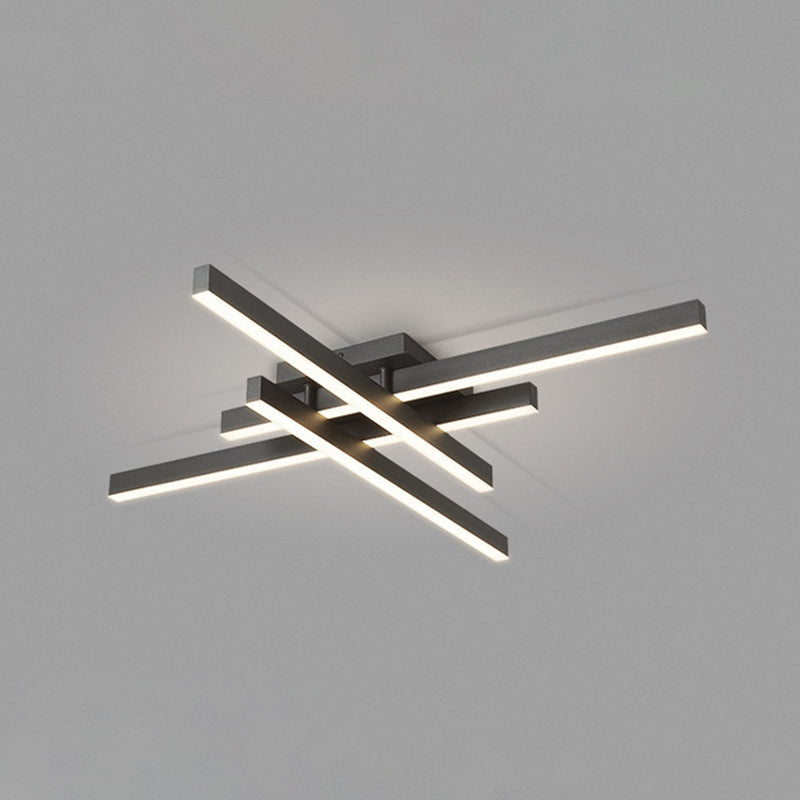 Plafonnier LED noir en acrylique, plafonnier linéaire en aluminium de Style moderne pour espaces intérieurs