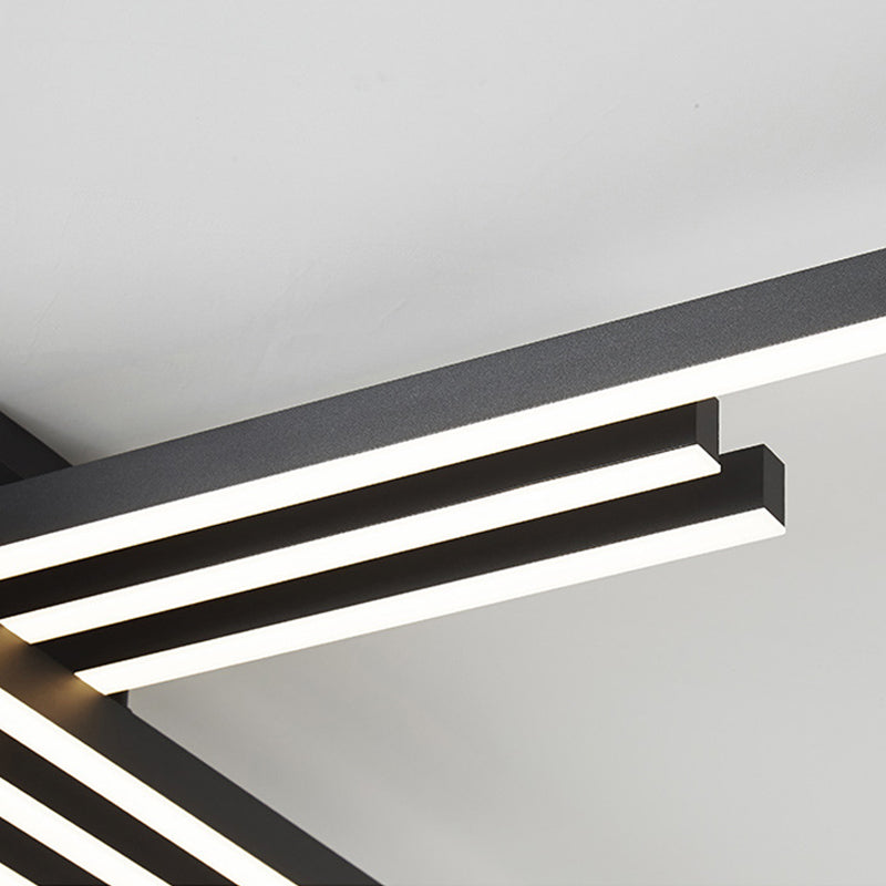 Plafonnier LED noir en acrylique, plafonnier linéaire en aluminium de Style moderne pour espaces intérieurs
