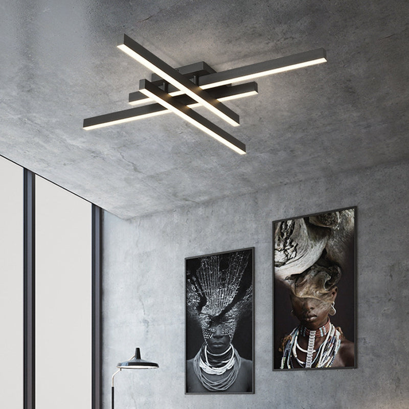 Plafonnier LED noir en acrylique, plafonnier linéaire en aluminium de Style moderne pour espaces intérieurs