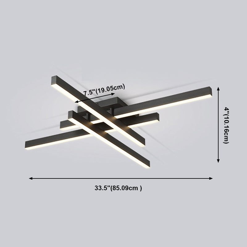 Plafonnier LED noir en acrylique, plafonnier linéaire en aluminium de Style moderne pour espaces intérieurs