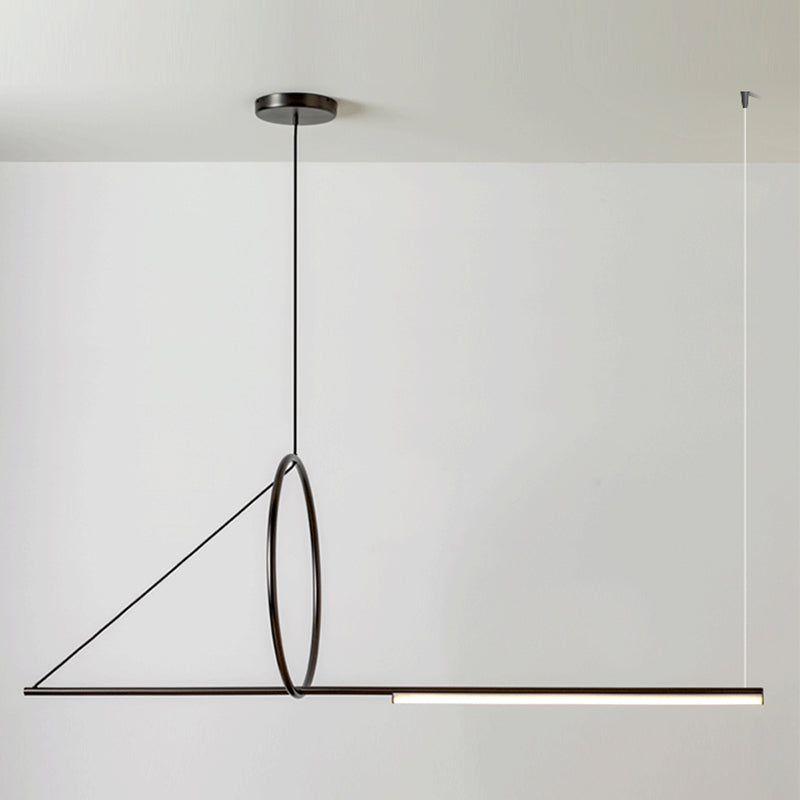 Linearinsel Kronleuchter moderner Metall Single Light Island Deckenlicht in Schwarz
