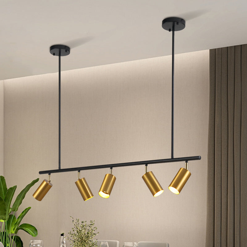 5-Light Cylinder Island Lights Contemporary Metal Island Ceiling Light