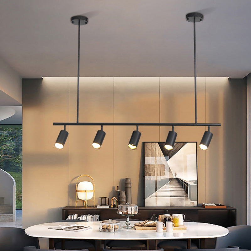 5-Light Cylinder Island Lights Contemporary Metal Island Ceiling Light