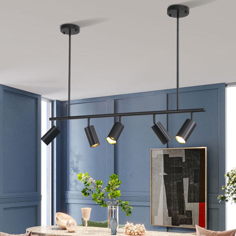 5-Light Cylinder Island Lights Contemporary Metal Island Ceiling Light