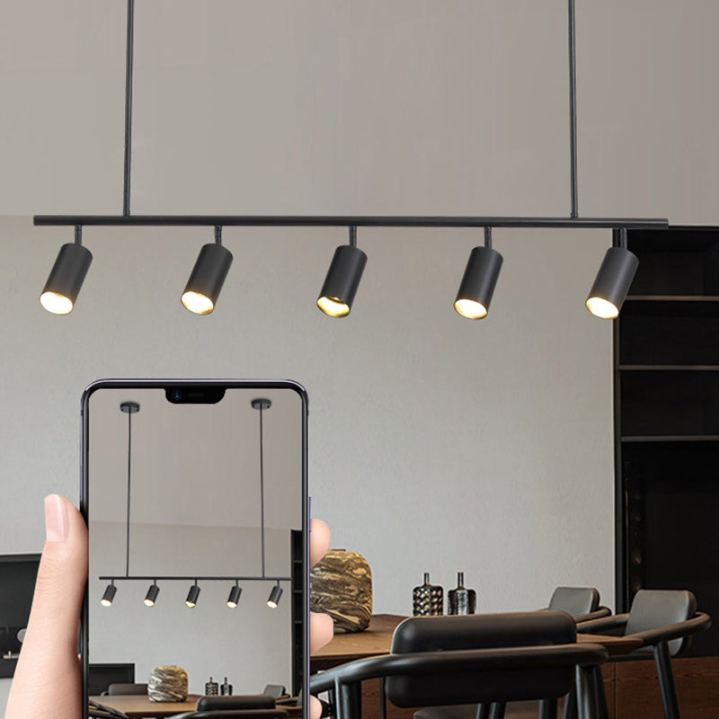 5-Light Cylinder Island Lights Contemporary Metal Island Ceiling Light