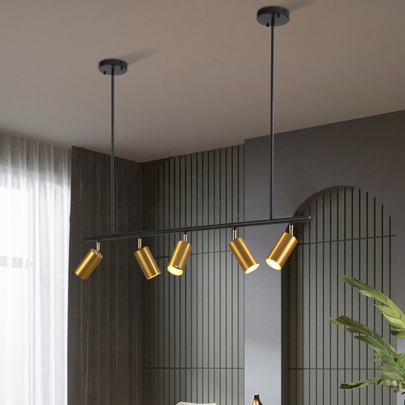 5-Light Cylinder Island Lights Contemporary Metal Island Ceiling Light