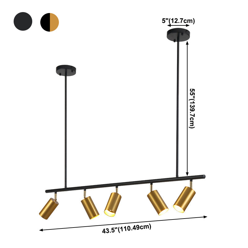 5-Light Cylinder Island Lights Contemporary Metal Island Ceiling Light