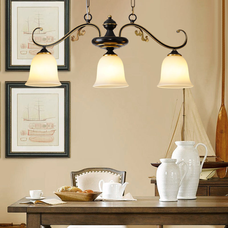 Industrial Pendant Lighting Bell Shape Glass 3 Light Island Ceiling Light